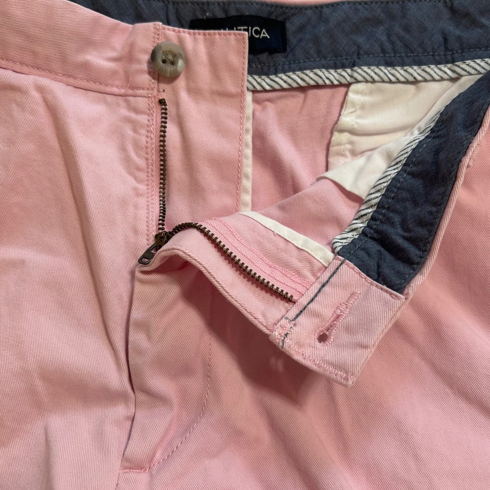 Nautica Mens Deck Shorts Pink 100% Cotton Flat Front Chino Shorts Size 36 - Picture 6 of 13